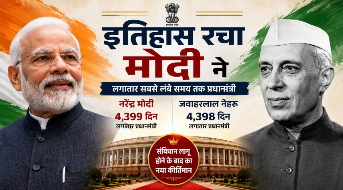 लगातार प्रधानमंत्री रहने का रिकॉर्ड मोदी के नाम