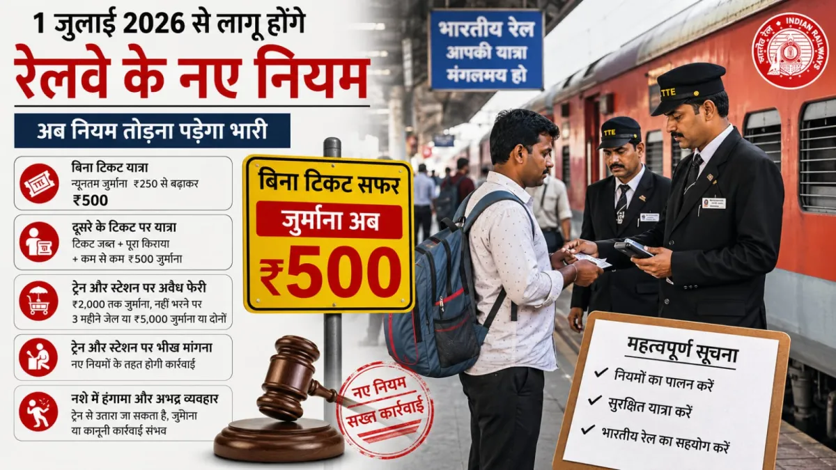1 जुलाई से रेल यात्रियों पर सख्ती, बिना टिकट सफर करने पर देना होगा दोगुना जुर्माना