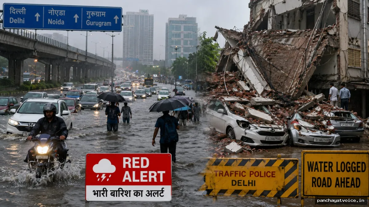 मूसलाधार बारिश से दिल्ली-एनसीआर बेहाल, जलभराव और हादसों ने बढ़ाई मुश्किलें