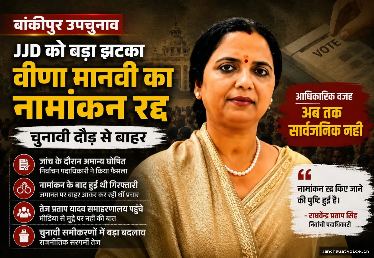 बांकीपुर में JJD को तगड़ा झटका, वीणा मानवी का पर्चा खारिज