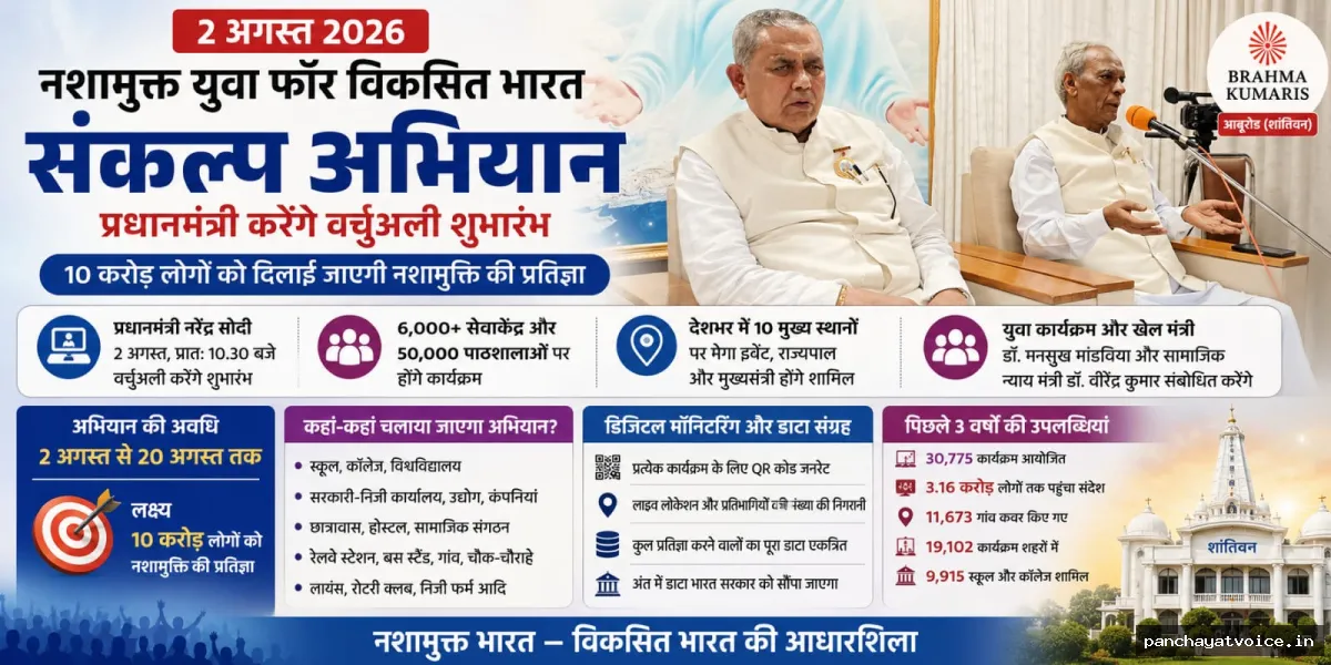 2 अगस्त से देशव्यापी नशामुक्ति महाअभियान, प्रधानमंत्री मोदी करेंगे वर्चुअल शुभारंभ