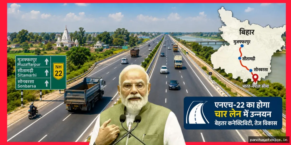 मुजफ्फरपुर से सोनबरसा तक बनेगा फोरलेन, केंद्र ने 3590 करोड़ की परियोजना को दी मंजूरी