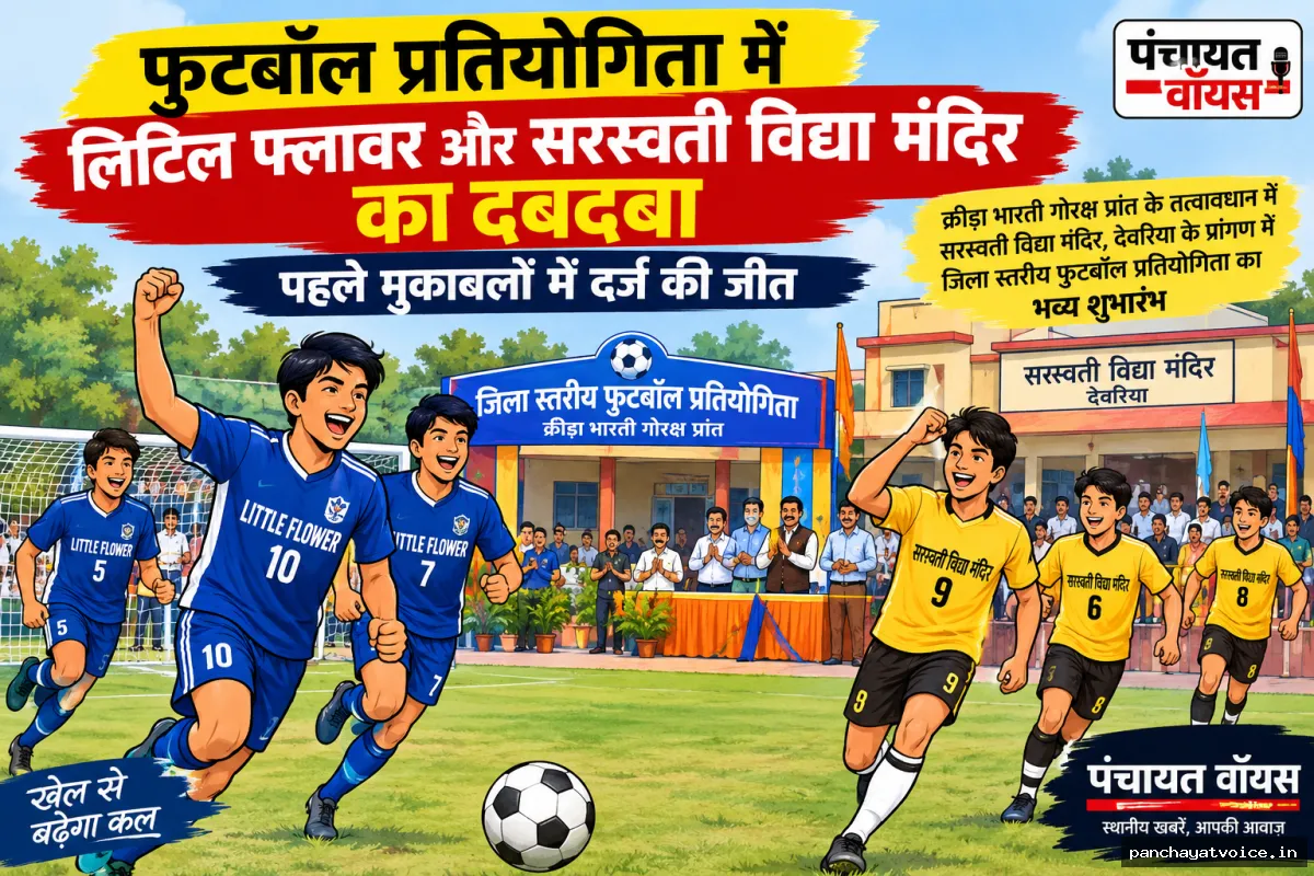 फुटबॉल प्रतियोगिता में लिटिल फ्लावर और सरस्वती विद्या मंदिर का दबदबा, पहले मुकाबलों में दर्ज की जीत